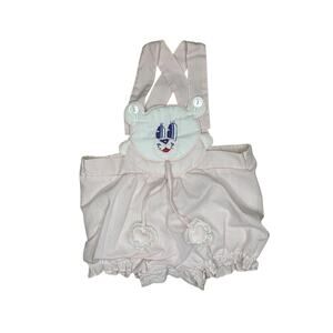 Vintage Baby Pink Teddy Bear Jumper Size 0-3 Months Striped Pastel